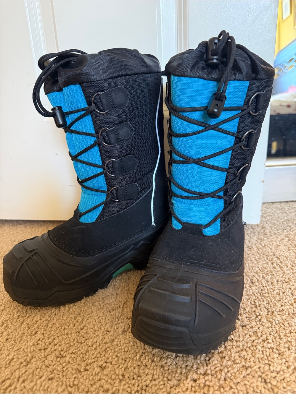 Baffin Polar Proven Kids Insulated Black and Blue Pull-On Snow Boots Size 3